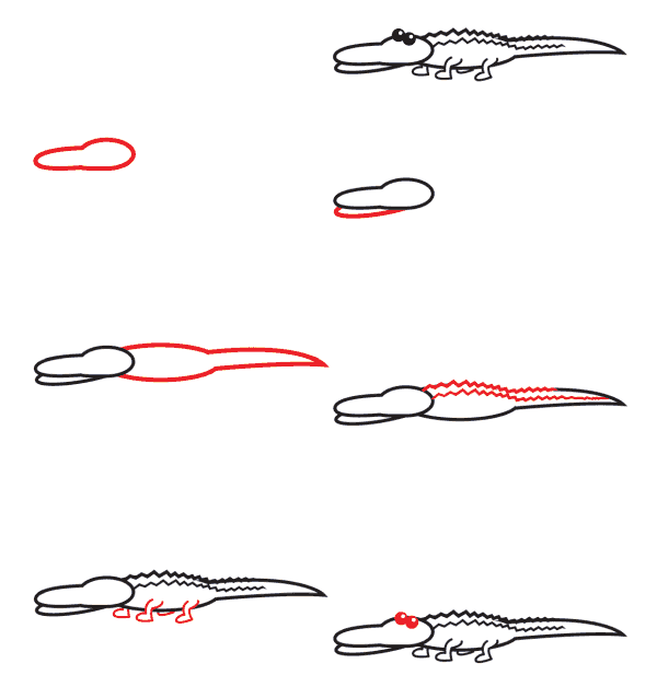 Alligator for kids Drawing Ideas