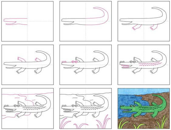 Alligator idea (19) Drawing Ideas