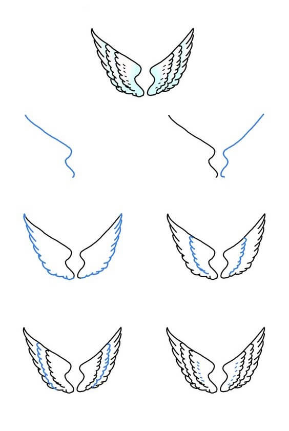 How to draw Angel Wings idea (1)