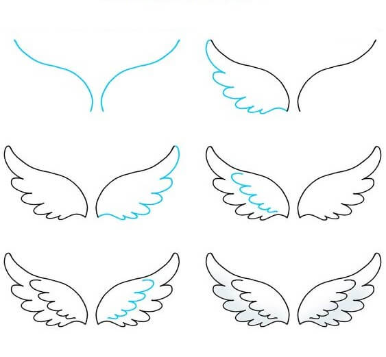 How to draw Angel Wings idea (3)