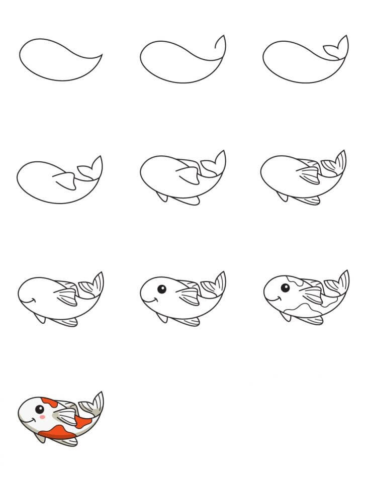 Baby koi fish Drawing Ideas