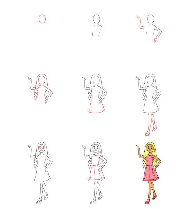 How to draw Barbie idea (1)