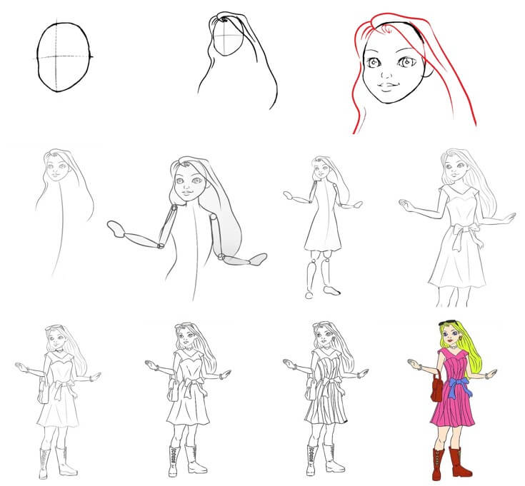 How to draw Barbie idea (8)