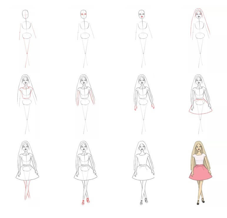 How to draw Barbie idea (9)