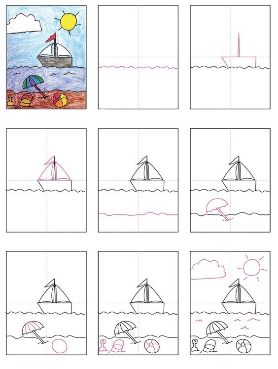 How to draw Beach idea (3)