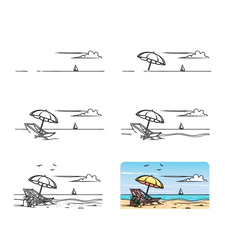 How to draw Beach idea (5)