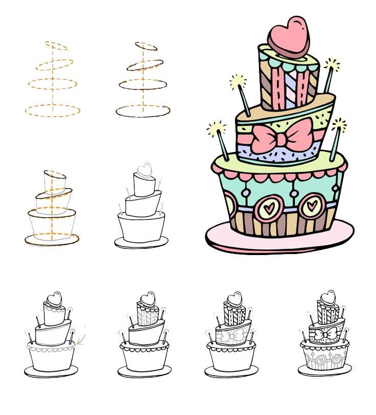 How to draw Birthday cake idea (11)