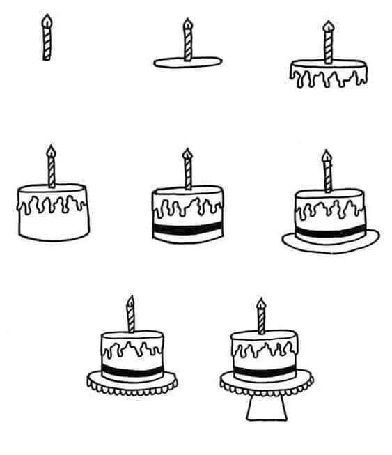 How to draw Birthday cake idea (12)