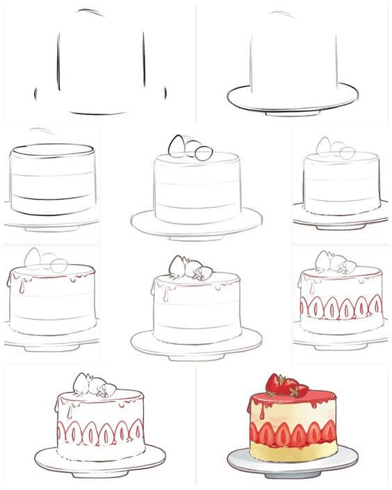 How to draw Birthday cake idea (14)