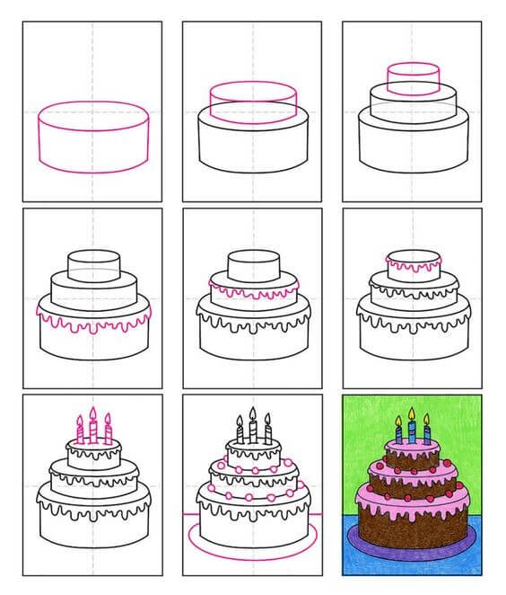 How to draw Birthday cake idea (15)