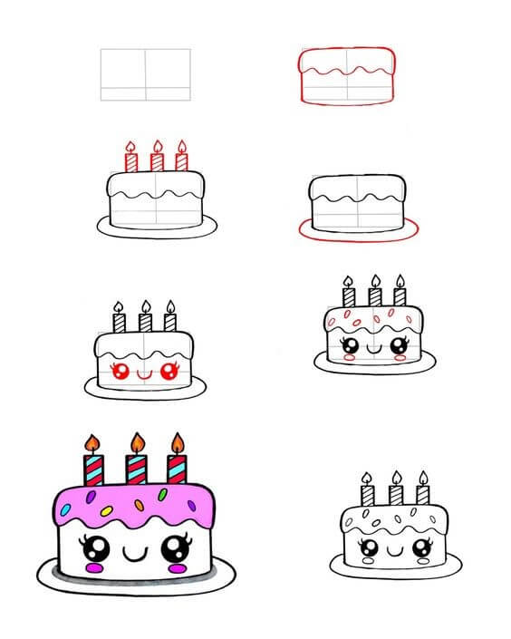 Birthday cake idea (2) Drawing Ideas