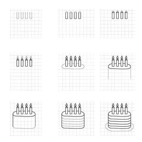 How to draw Birthday cake idea (21)