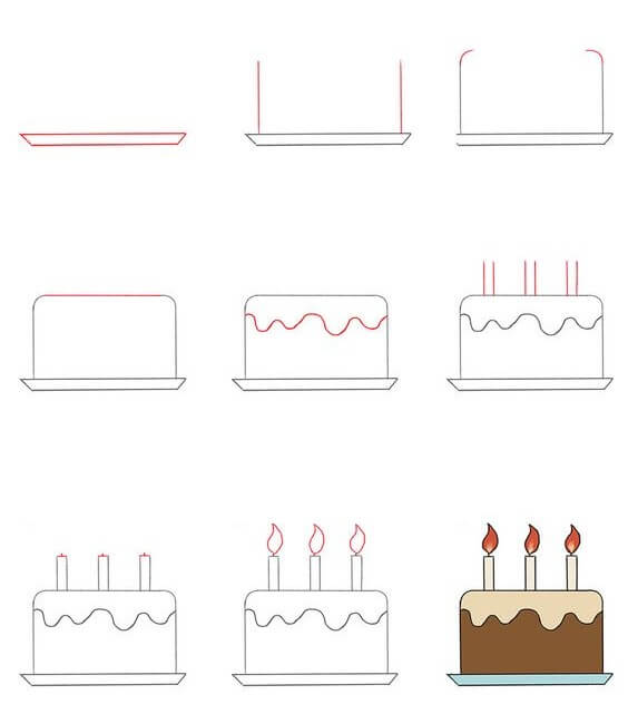 Birthday cake idea (22) Drawing Ideas