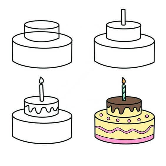 Birthday cake idea (23) Drawing Ideas