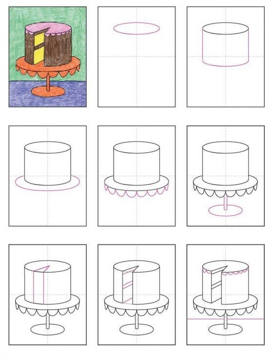 Birthday cake idea (24) Drawing Ideas