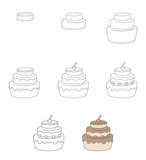 Birthday cake idea (26) Drawing Ideas