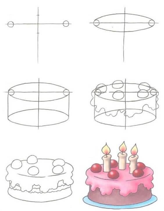 How to draw Birthday cake idea (28)