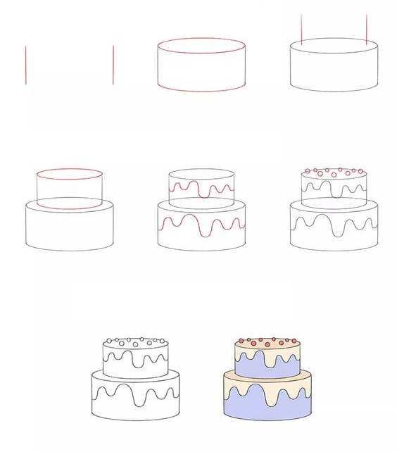 Birthday cake idea (29) Drawing Ideas