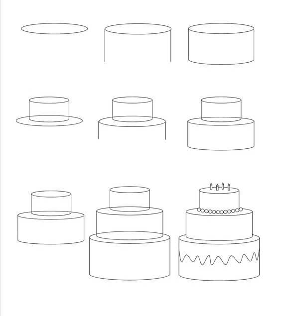 Birthday cake idea (3) Drawing Ideas