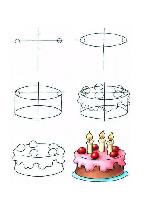 Birthday cake idea (33) Drawing Ideas