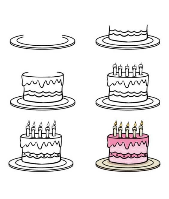 Birthday cake idea (34) Drawing Ideas