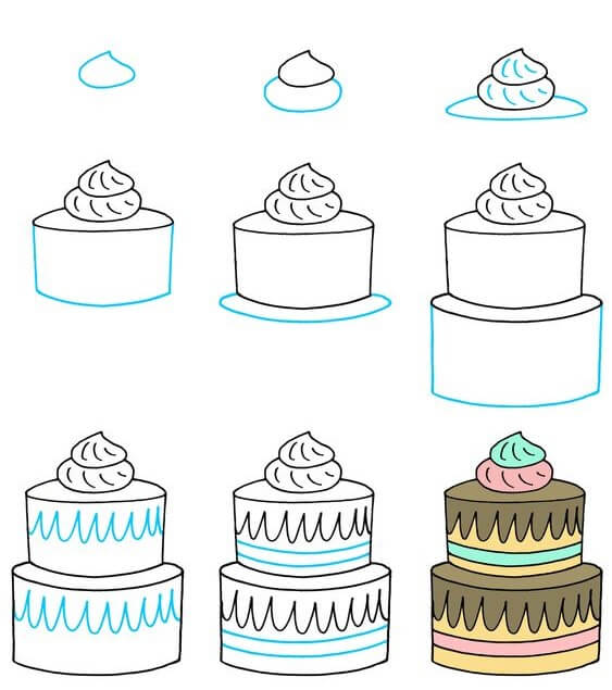 Birthday cake idea (35) Drawing Ideas