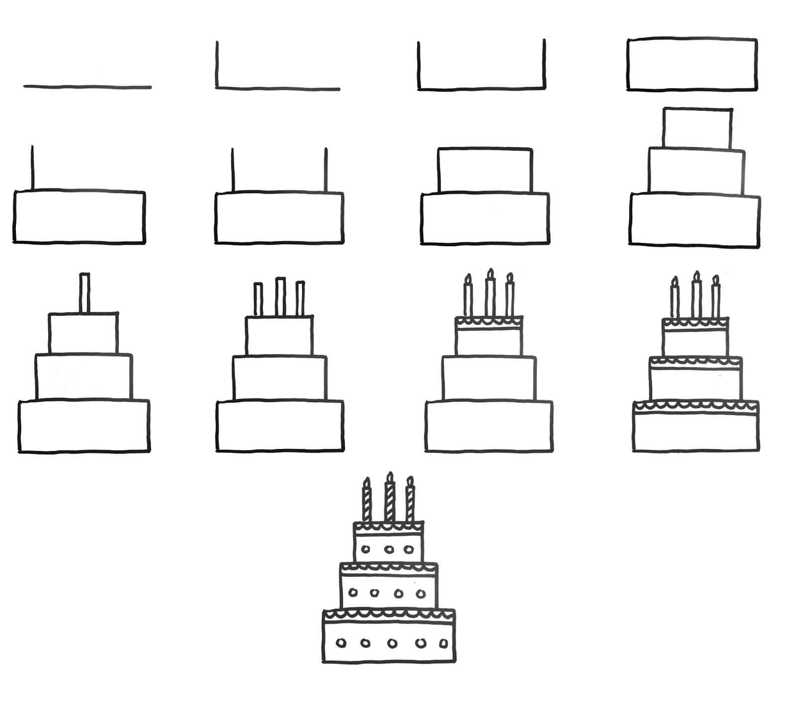 Birthday cake idea (36) Drawing Ideas