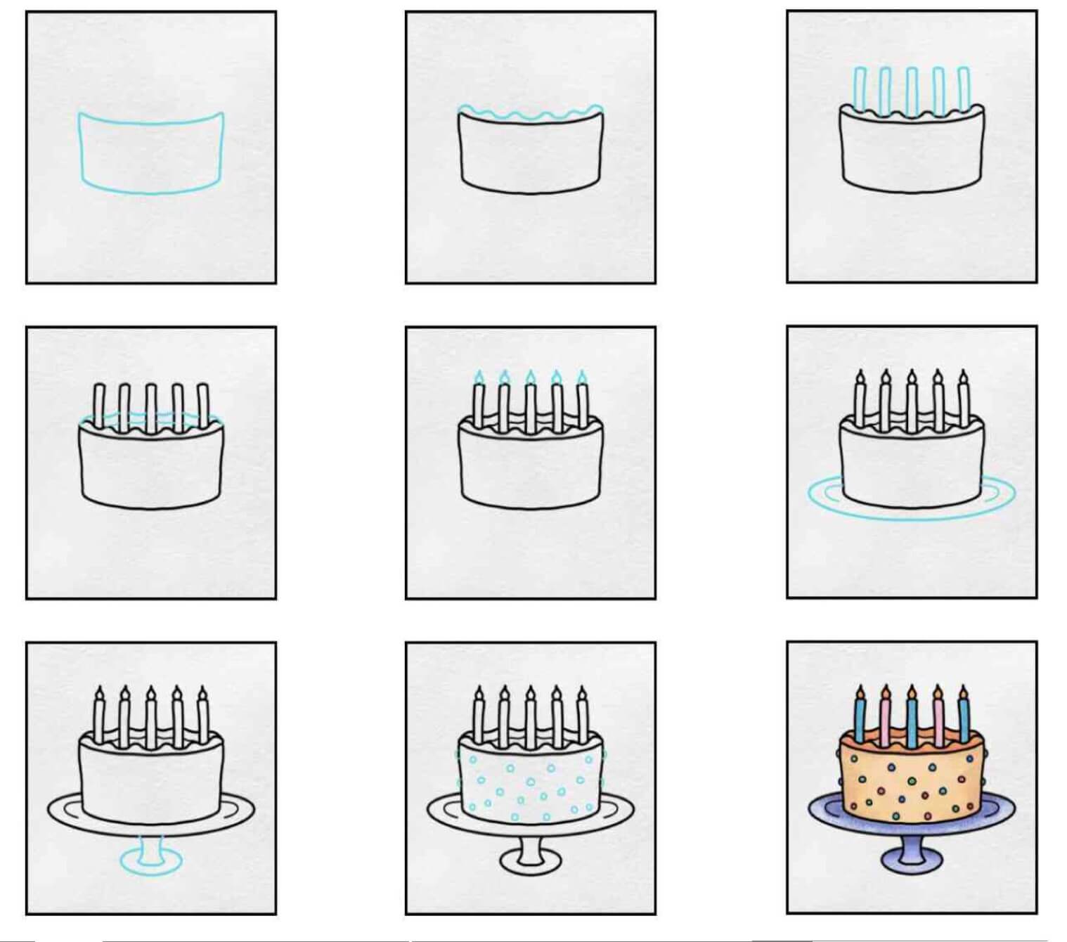 How to draw Birthday cake idea (37)