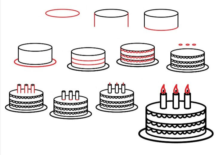 How to draw Birthday cake idea (39)