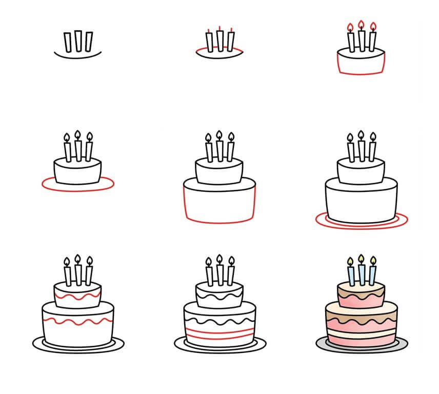 How to draw Birthday cake idea (41)