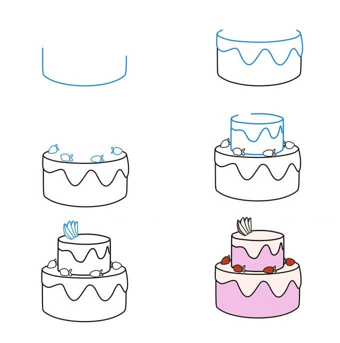 Birthday cake idea (43) Drawing Ideas