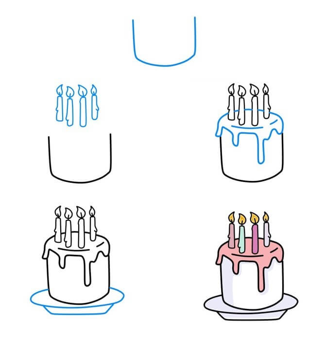 Birthday cake idea (46) Drawing Ideas