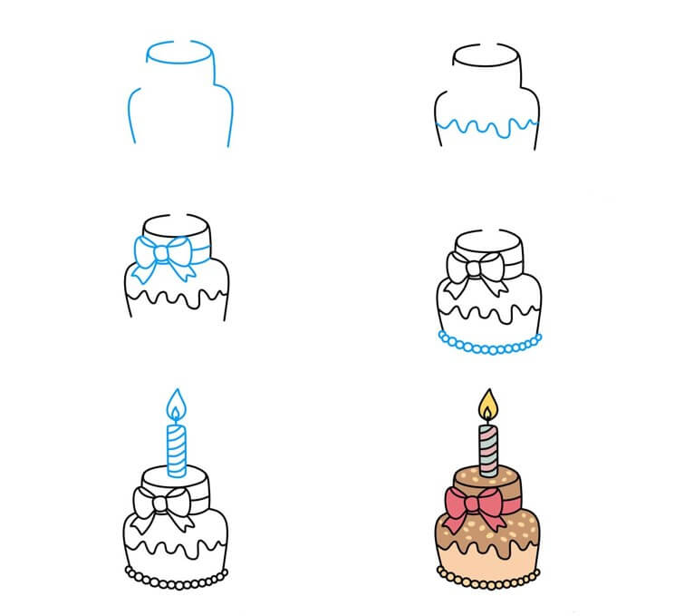 How to draw Birthday cake idea (47)