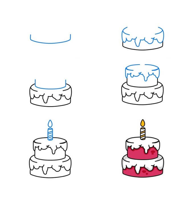 How to draw Birthday cake idea (48)