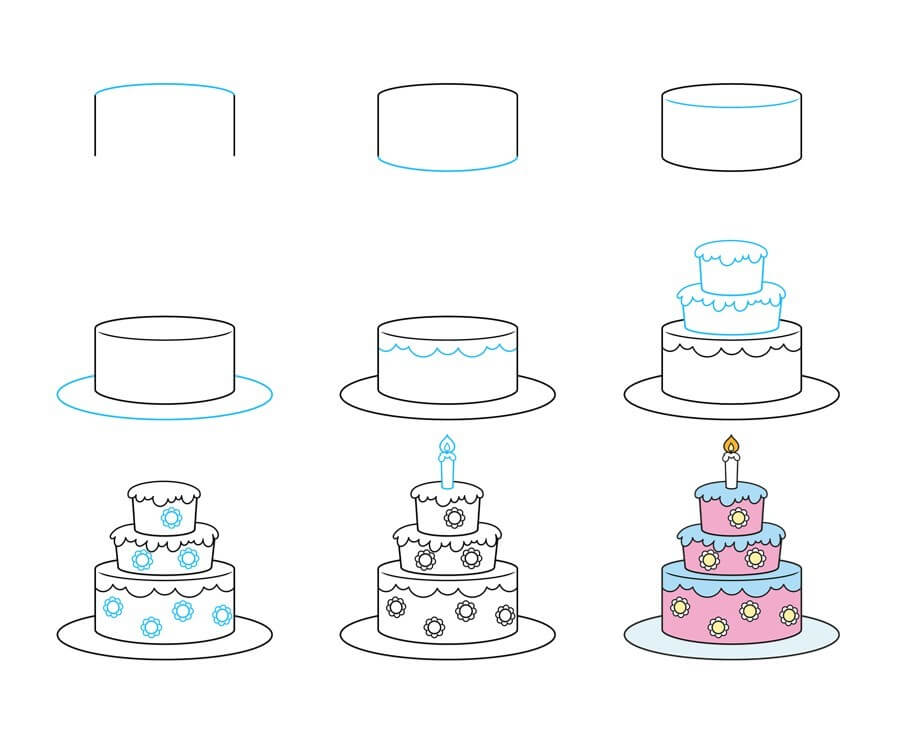 Birthday cake idea (49) Drawing Ideas