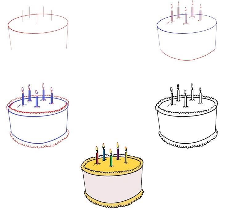 How to draw Birthday cake idea (50)