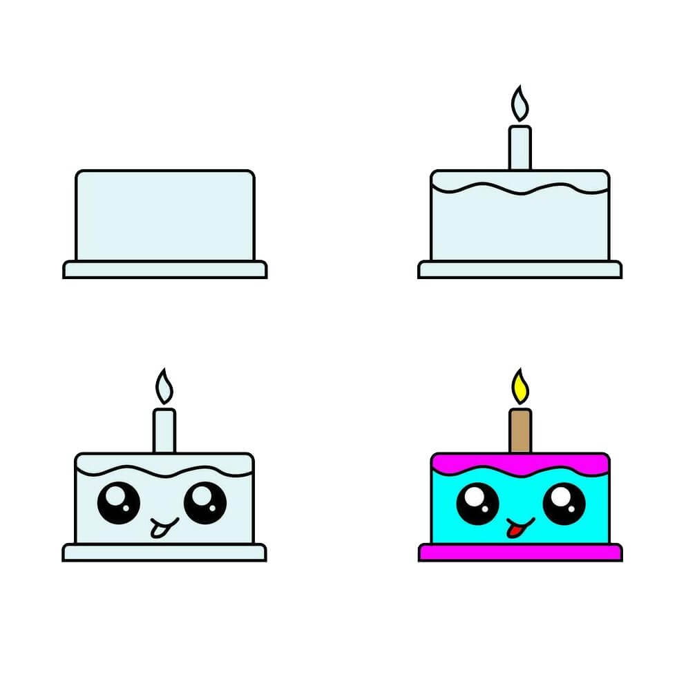 How to draw Birthday cake idea (51)