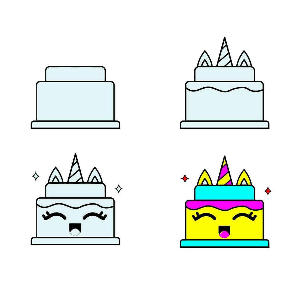 How to draw Birthday cake idea (52)