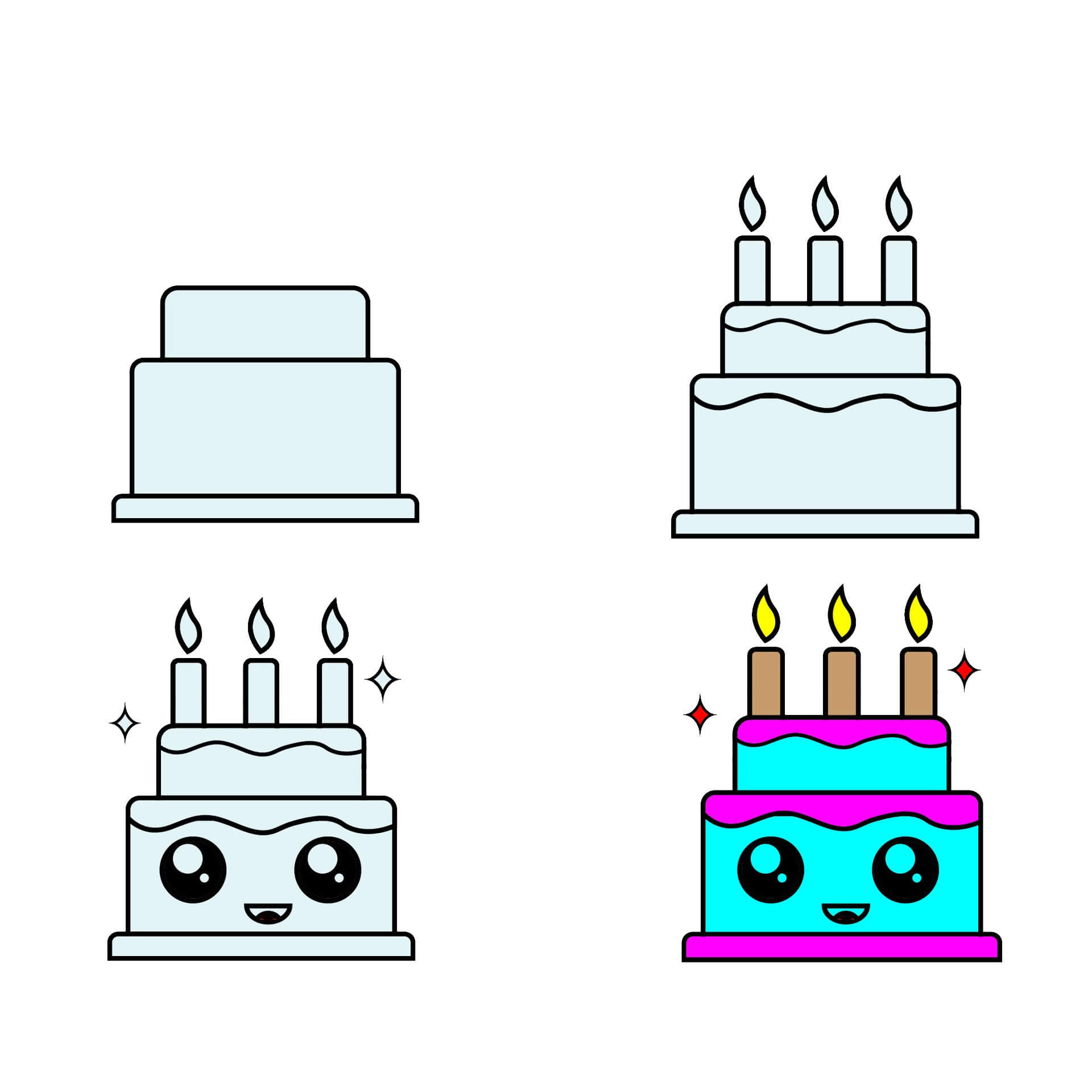 How to draw Birthday cake idea (53)