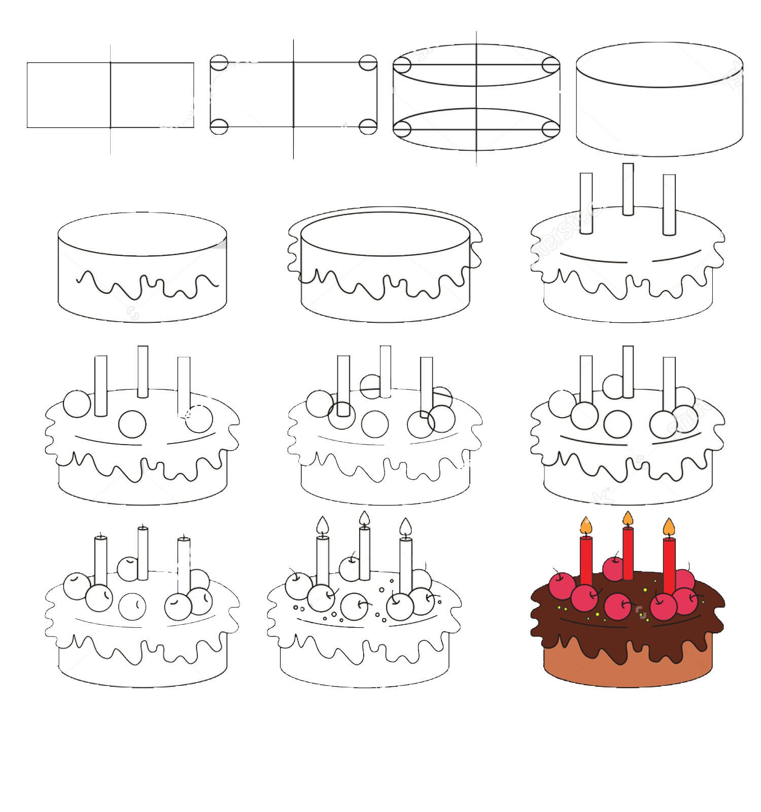 How to draw Birthday cake idea (54)