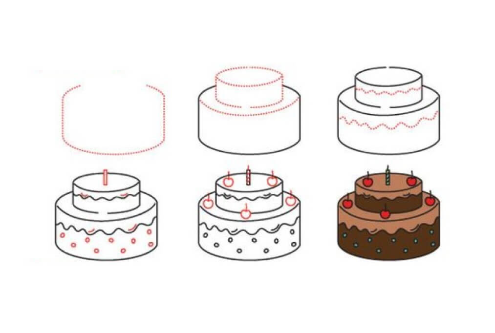 How to draw Birthday cake idea (55)