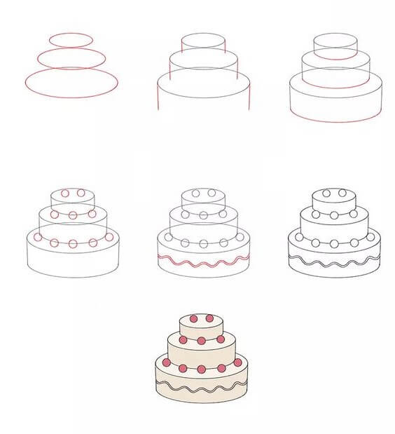 How to draw Birthday cake idea (6)