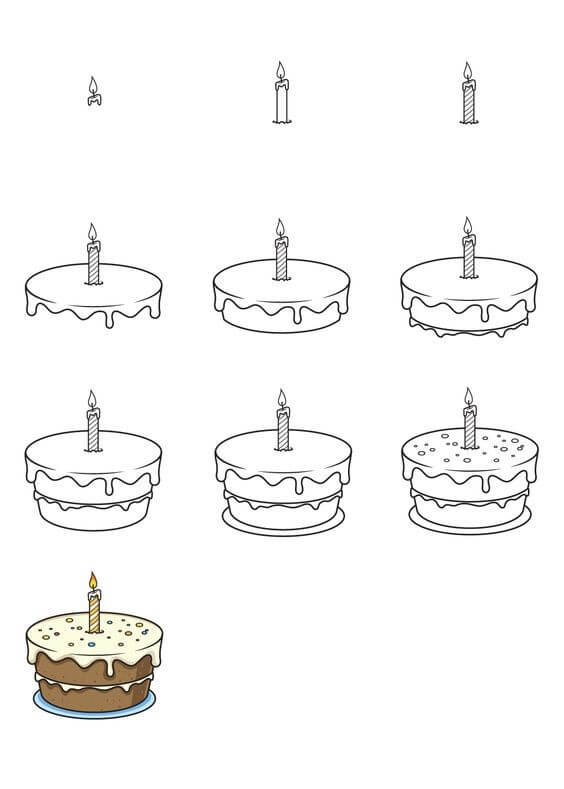 Birthday cake idea (8) Drawing Ideas