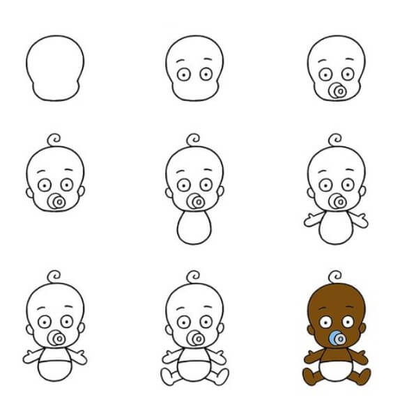 How to draw Black baby