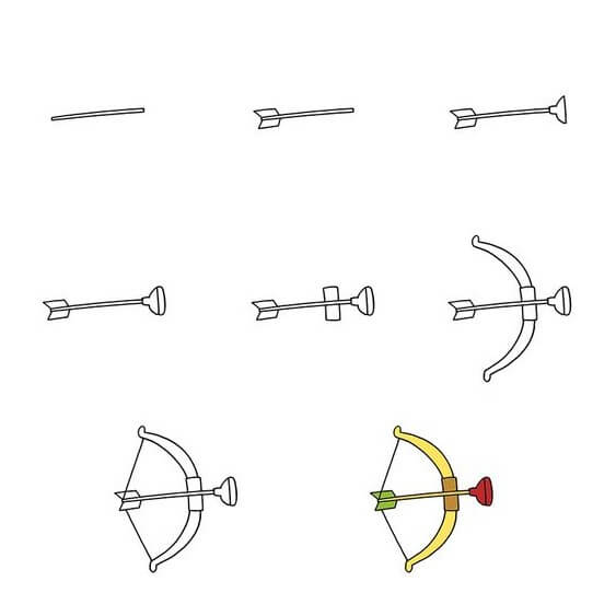 How to draw Bow and arrow (1)