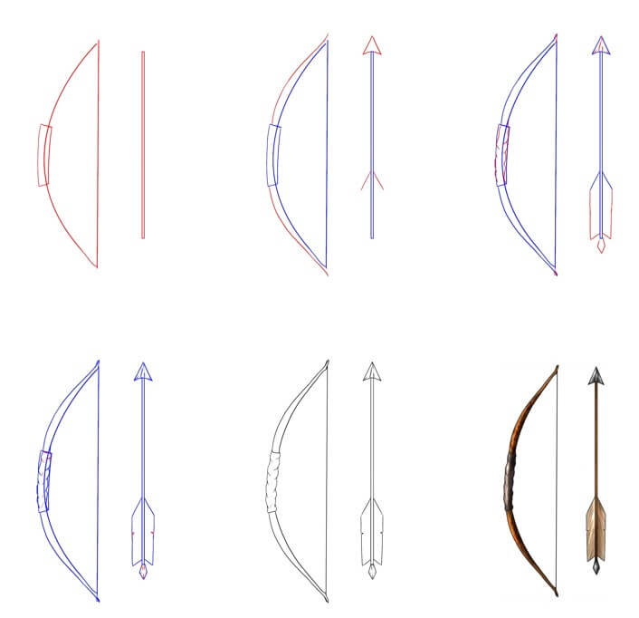 How to draw Bow and arrow (10)