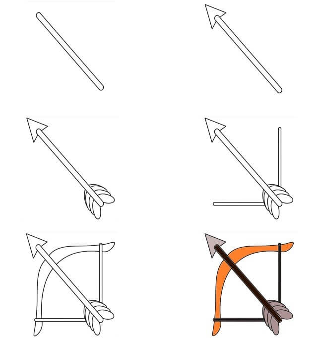 How to draw Bow and arrow (12)