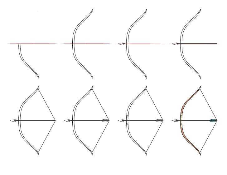 How to draw Bow and arrow (14)