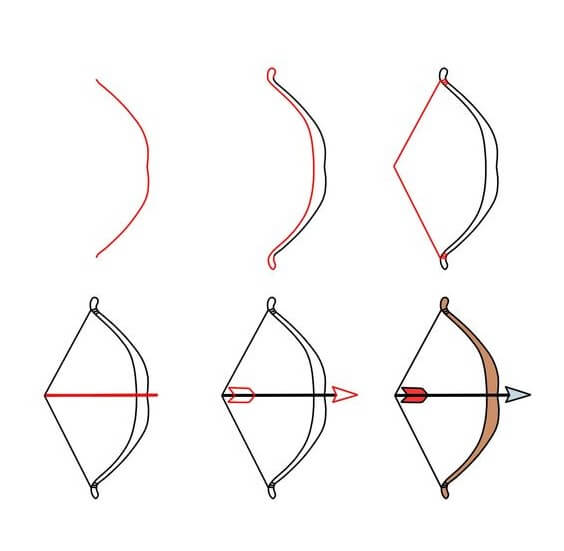 How to draw Bow and arrow (4)