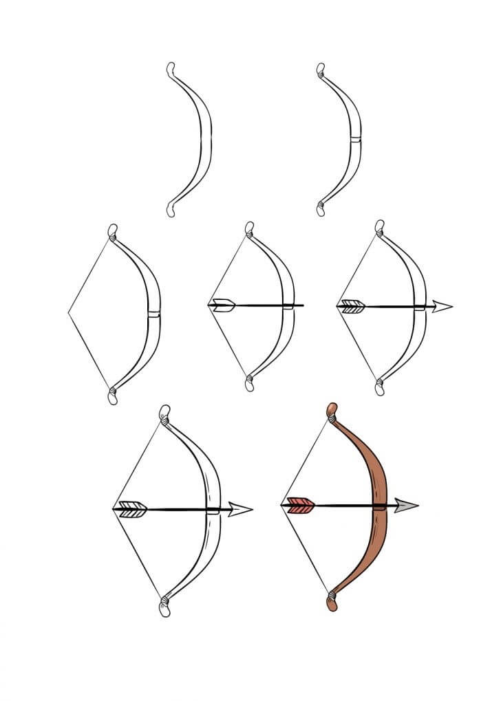 How to draw Bow and arrow (7)